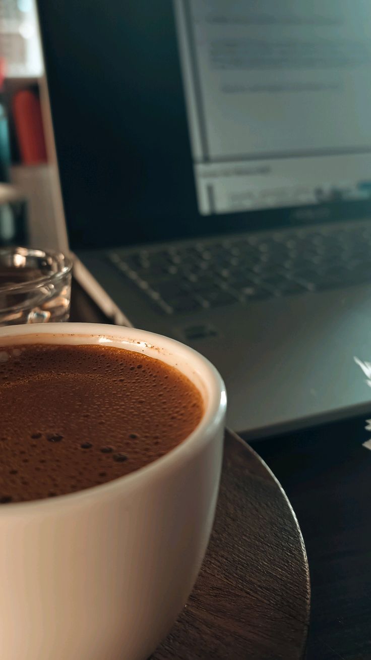 Mug of coffee with a thoughtful expression